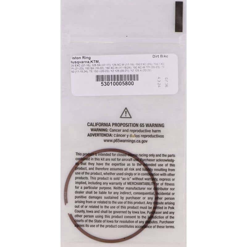 Vertex Pistons — Vertex Piston 07-16 KTM 125 EXC 125cc +4.00mm Big Bore Replacement Rings - Single - view 3