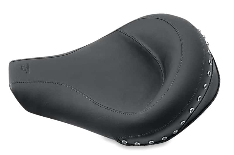 Mustang Motorcycle — Mustang 94-96 Harley Road King Standard Touring Solo Seat w/Blk Pearl Studs - Black - view 1