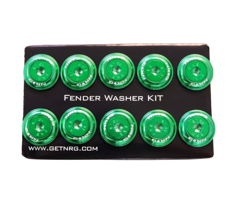 NRG — NRG Fender Washer Kit w/Color Matched M6 Bolt Rivets For Plastic (Green) - Set of 10 - view 3
