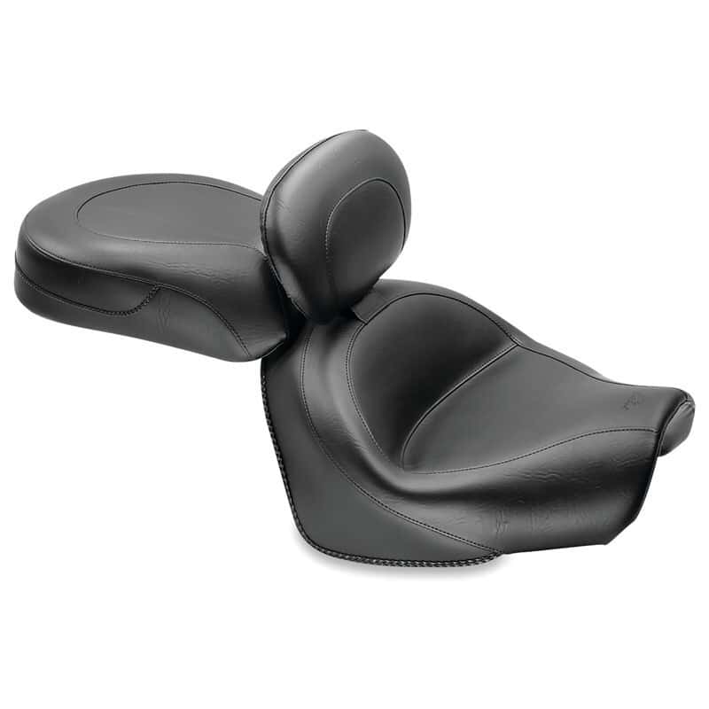 Mustang Motorcycle — Mustang 09-17 Yamaha V-Star 950, 950 Tourer Std Touring 2PC Seat w/Driver Backrest - Black - view 1