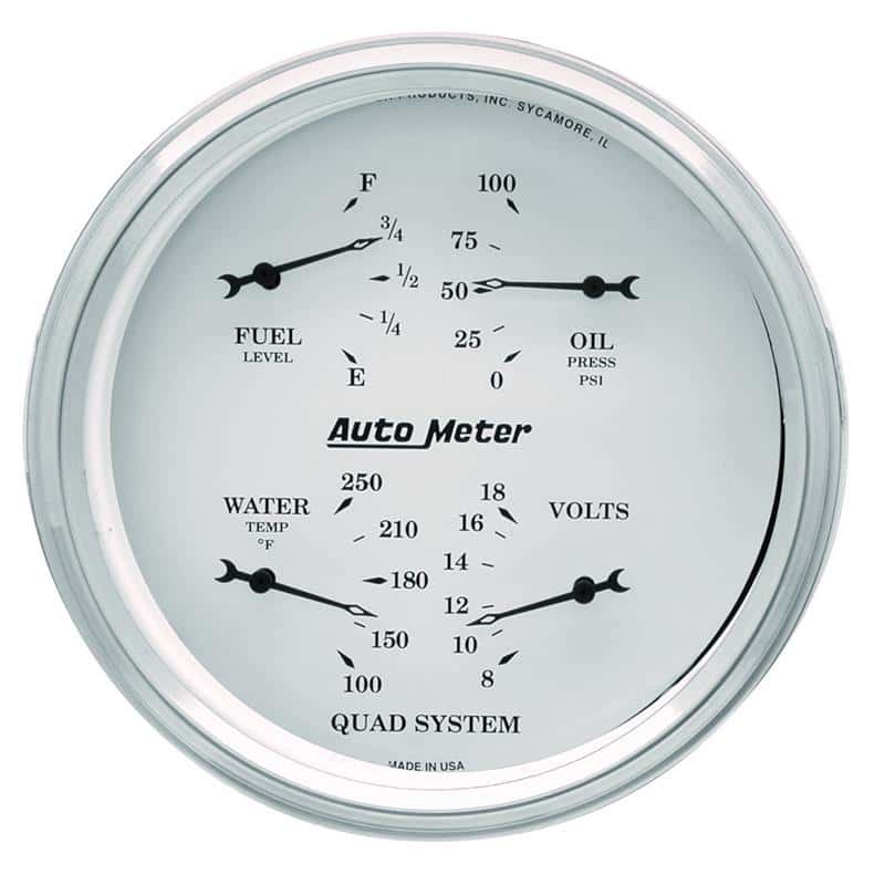 AutoMeter — AutoMeter Gauge Quad 5in. 0 Ohm(e) to 90 Ohm(f)Elec Old Tyme White
5" QUAD GA, FUEL LEV - view 1