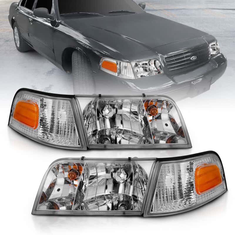 ANZO — ANZO 1998-2005 Ford Crown Victoria Crystal Headlight Chrome With Bumper Light (OE)
Head Light Set
HdLtSet - view 7
