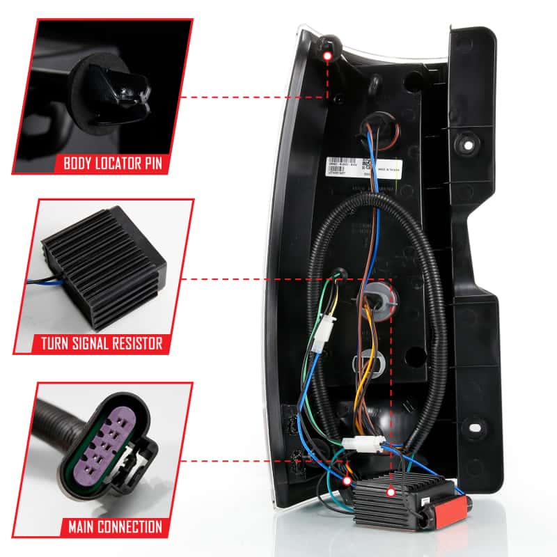ANZO — ANZO 2007-2014 Chevy Tahoe LED Taillight Plank Style Black w/Clear Lens - view 9