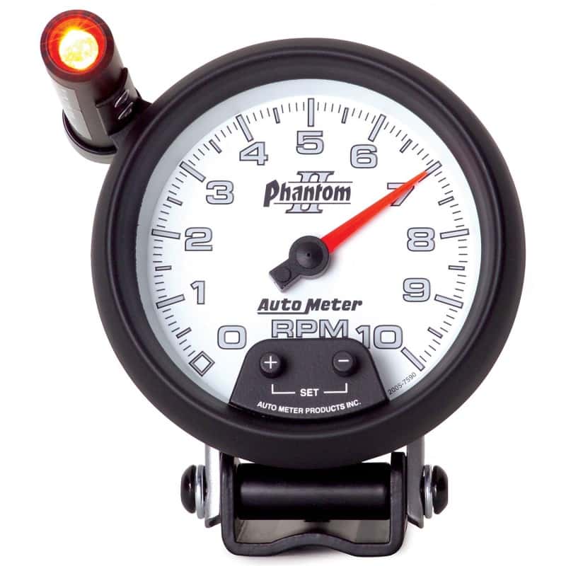 AutoMeter — Autometer Phantom II 3.75in Pedestal Mount 10k RPM w/ Ext. Shift-Lite Tachometer
3-3/4" TACH, 10,000 - view 1