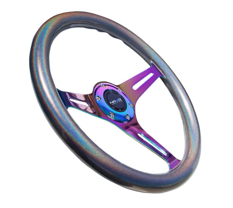 NRG — NRG Classic Wood Grain Steering Wheel (350mm) Chameleon/Pearlescent Paint Grip w/Neochrome 3-Spoke - view 2