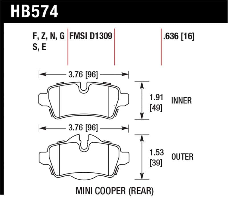 Hawk Performance — Hawk 07+ Mini Cooper HPS Street Rear Brake Pads
Disc Brake Pad - view 1