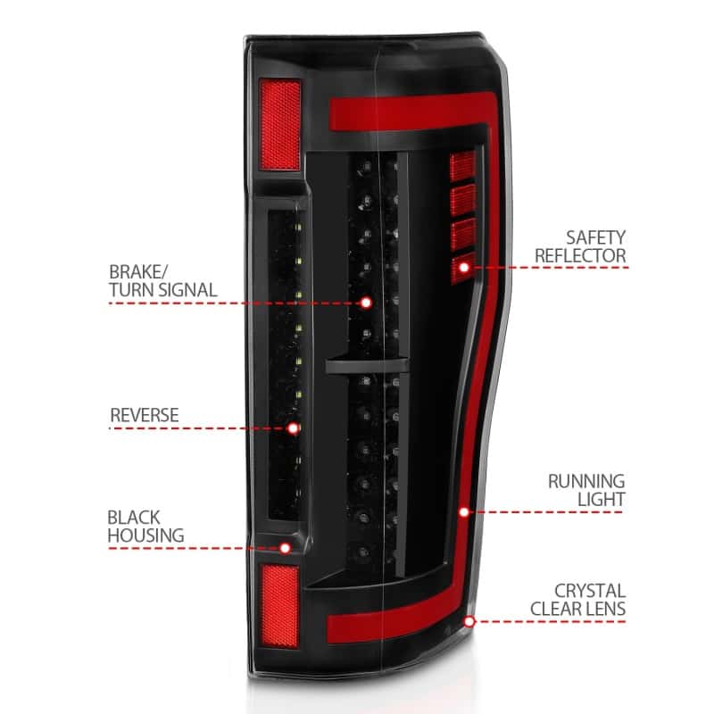 ANZO — FORD F250/ F350/ F450 17 UP L.E.D T.L BLACK HOUSE CLEAR LEN
ANZO 2017+ Ford F-250 LED Taillights - Black/Clear
Tail Light Set
TailLightSet - view 6