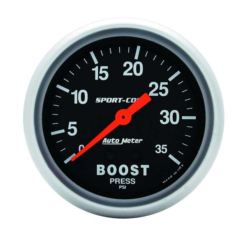 AutoMeter — Autometer Sport-Comp 66.7mm 0-35 PSI Mechanical Boost Gauge
2-5/8" BOOST, 0-35 P - view 2