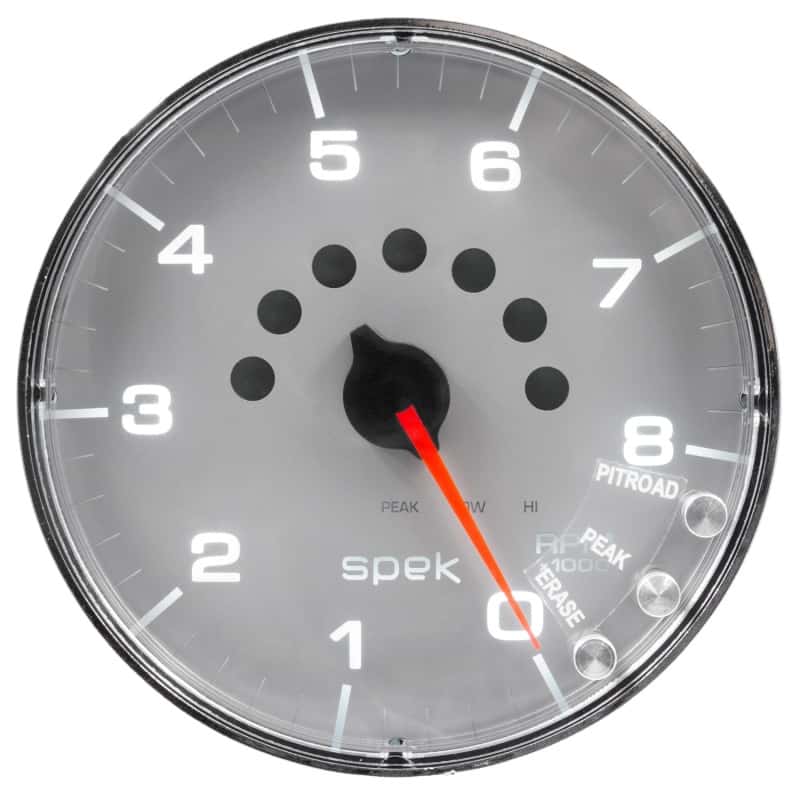 AutoMeter — Autometer Spek-Pro Gauge Tachometer 5in 8K Rpm W/Shift Light & Peak Mem Silver/Chrome
GA 5" 8KRPM SFC SPEK - view 5