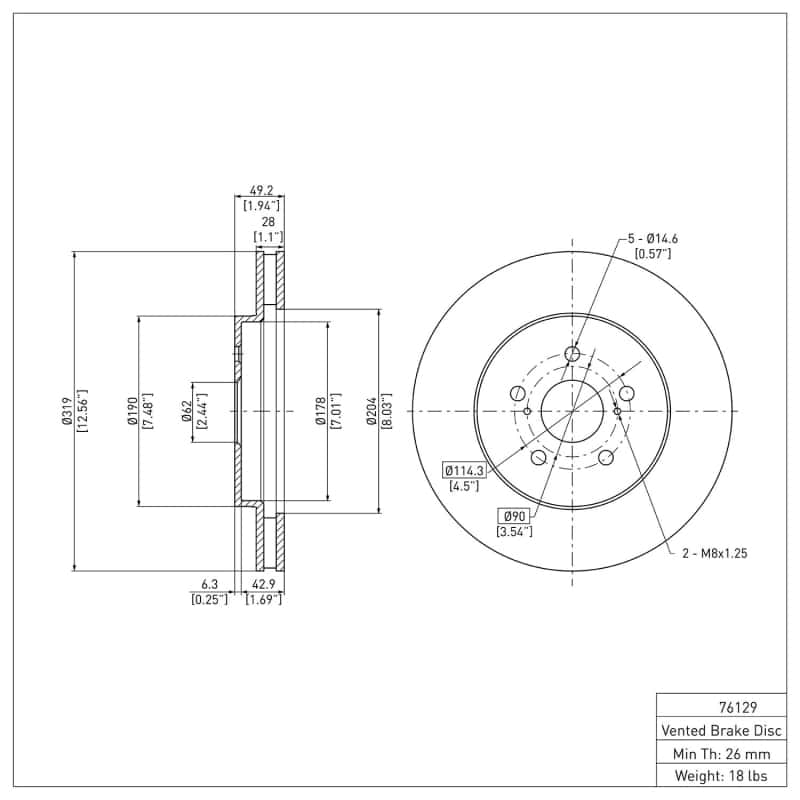 DFC — DFC 04-09 Lexus RX400h Front GeoSPEC Coated Rotor
DFC Brake Rotor - view 6