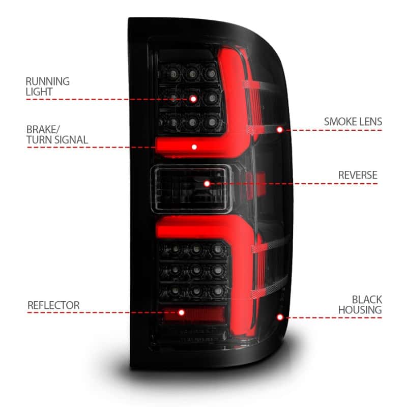 ANZO — ANZO 15-19 Chevrolet Silverado 2500 HD/3500 HD LED Taillight w/ Sequential Black Housing/Smoke Lens
Tail Light Set - view 5