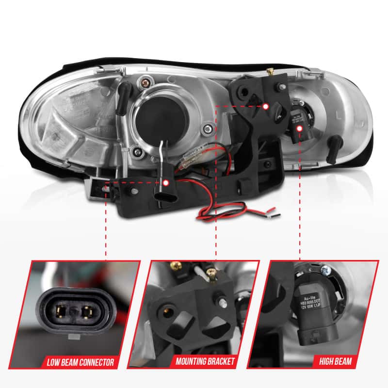 ANZO — ANZO 1998-2002 Chevrolet Camaro Projector Headlights w/ Halo Black
Head Light Set
HdLtSet - view 12