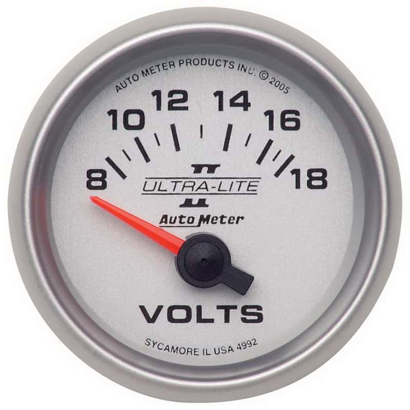 AutoMeter — Autometer Ultra-Lite II 52mm 8-18 Volt Short Sweep Electronic Voltmeter
2-1/16" VOLTMETER, 8 - view 2