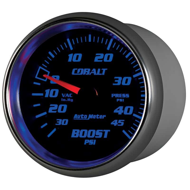AutoMeter — AutoMeter Gauge Vac/Boost 2-5/8in. 30Inhg-45PSI Mechanical Cobalt
GA 2.6" BST 45PSI CB - view 4