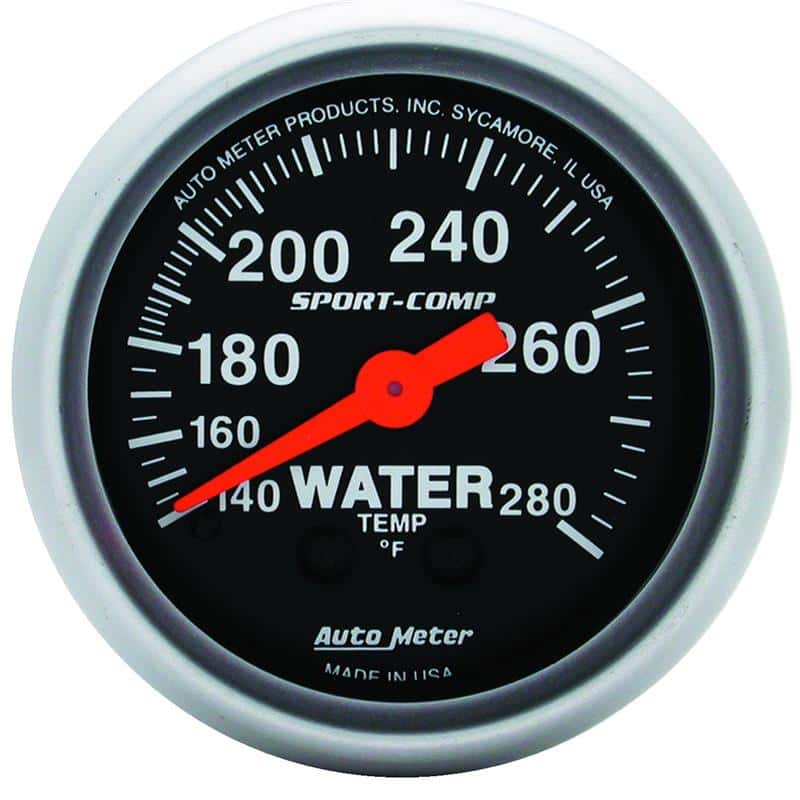 AutoMeter — Autometer 2-1/16in 140-280 Degree F Mechanical Water Temp Sport-Comp Gauge
2" WATER TEMP, 140-2 - view 2