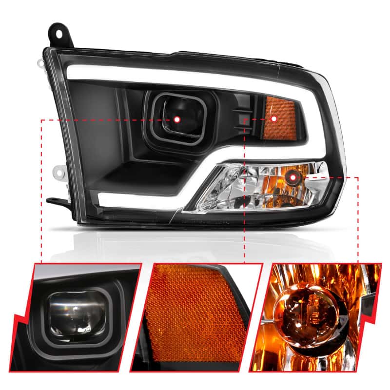 ANZO — ANZO 09-18 Dodge Ram 1500 Plank Style Projector Headlights Black w/ Halo
Projector Headlights
Head Light Set - view 9