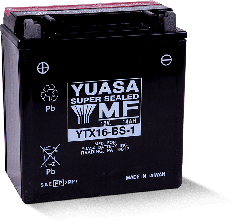 Yuasa Battery — Yuasa YTX16-BS-1 Maintenance Free AGM 12-Volt Battery w/Bottle - view 2