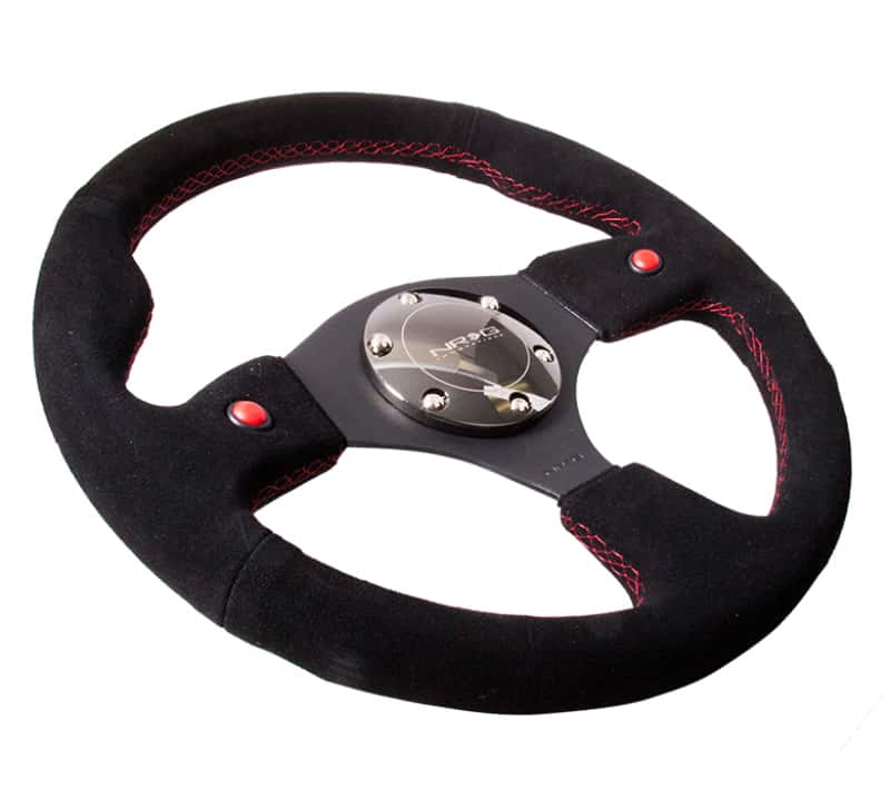 NRG — NRG Reinforced Steering Wheel (320mm) Blk Suede w/Dual Buttons - view 5