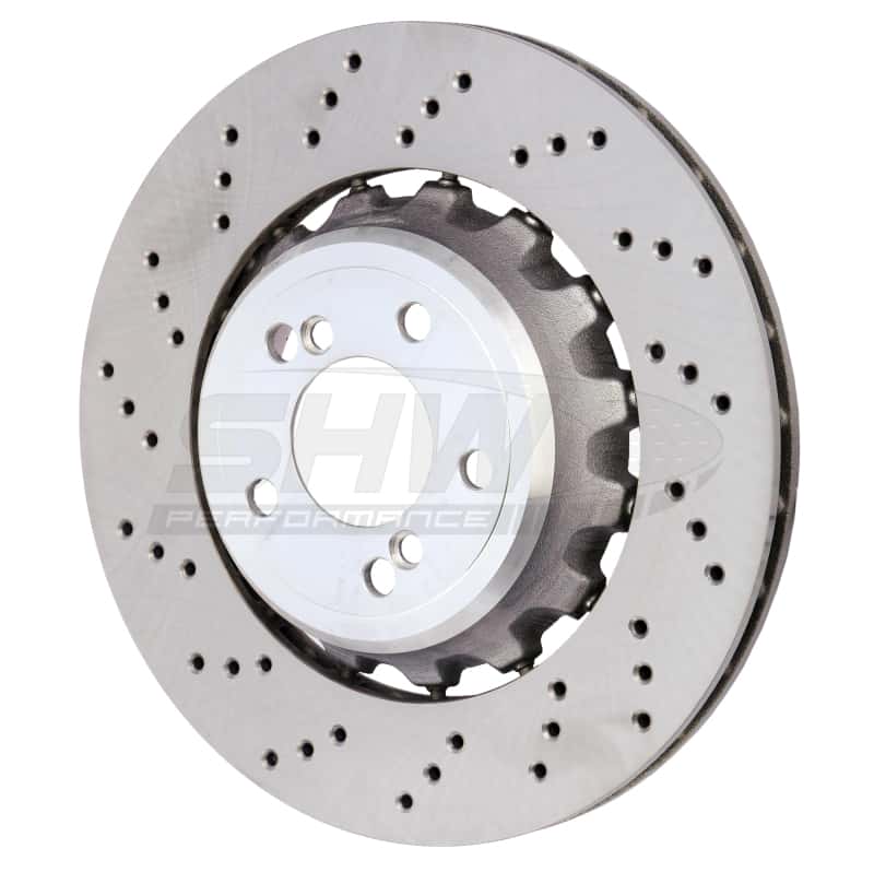SHW Performance — SHW 15-18 BMW M3 3.0L Left Rear Cross-Drilled Lightweight Brake Rotor (34212284811) - view 2