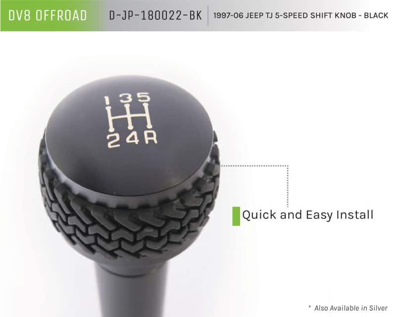 DV8 Offroad — DV8 Offroad 1997-06 Jeep TJ 5-Speed Shift Knob And Lever Black
Shift Knob - view 3