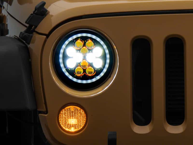 Raxiom — Raxiom 07-18 Jeep Wrangler JK Axial Spider LED Headlights w/Angel Eye Halo- Blk Housing (Clear Lens)
Headlights - view 1