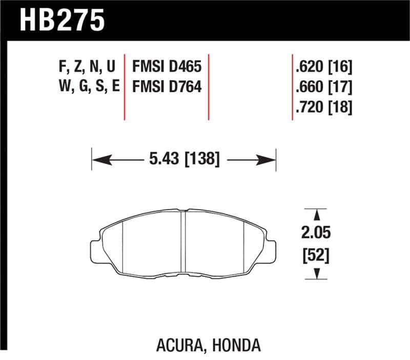 Hawk Performance — Hawk Acura/ Honda Performance Ceramic Street Front Brake Pads
Disc Brake Pad - view 1
