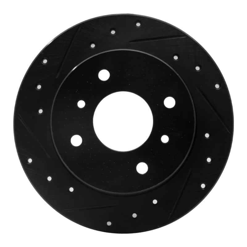 R1 Concepts — R1 90-06 Infiniti G20 Rear Left Drilled & Slotted Black Brake Rotor
R1 Brake Rotor Drill - view 1