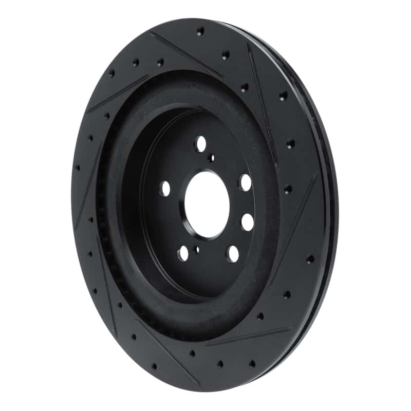 R1 Concepts — R1 2020-2025 Lexus RX350 Rear Left Drilled & Slotted Black Brake Rotor - view 4