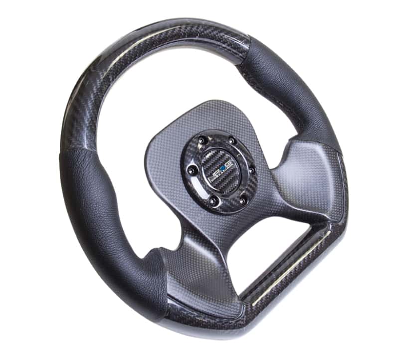 NRG — NRG Carbon Fiber Steering Wheel (320mm) CF Center Plate & Two-Tone Carbon w/Leather Trim Handles - view 2