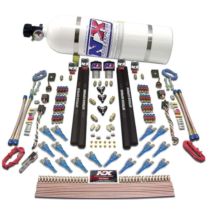Nitrous Express — Nitrous Express Shark Dual Stage/Gas/Rails 16 Nozzles Nitrous Kit (200-1200HP) w/15lb Bottle
Injection System Kit
N2OSys - view 1