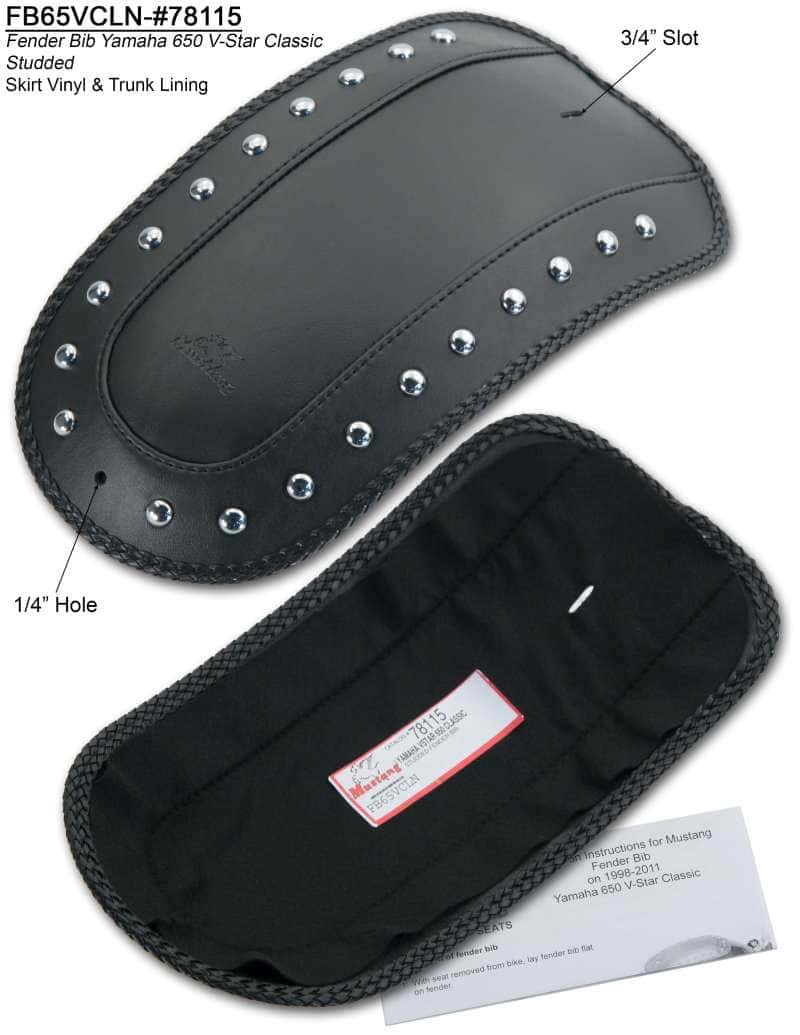 Mustang Motorcycle — Mustang 98-11 Yamaha V-Star Classic Fender Bib w/Studs - Black - view 1