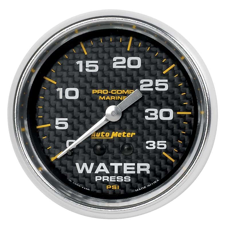 AutoMeter — Autometer Marine Carbon Fiber Mechanical 2-5/8in 0-35PSI Water Pressure Gage
GA 2.6" WP 35 M MCF - view 2
