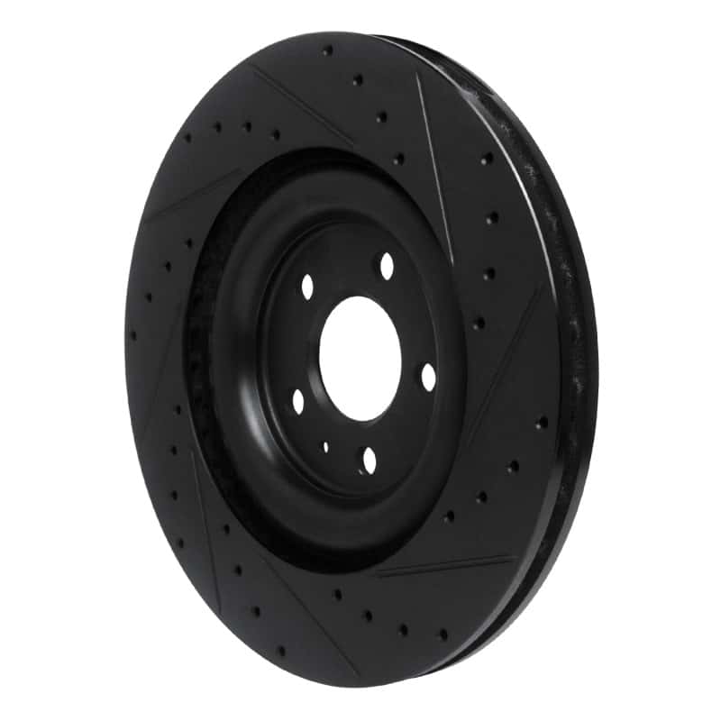 R1 Concepts — R1 2017-2025 Audi Q8 e-Tron Sportback Rear Left Drilled & Slotted Black Brake Rotor
R1 Brake Rotor Drill - view 4