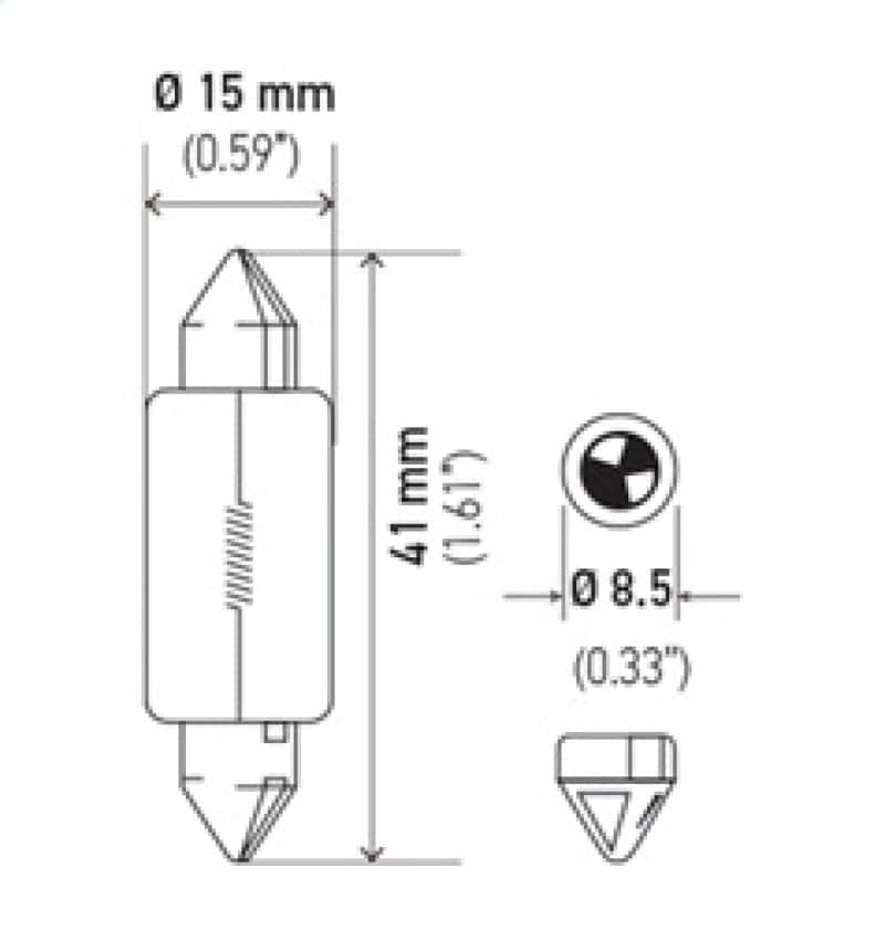 Hella — Hella Bulb 6480 24V 18W SV8.5-8 T4.625 15x43mm
6480 Incan Bulb - view 6
