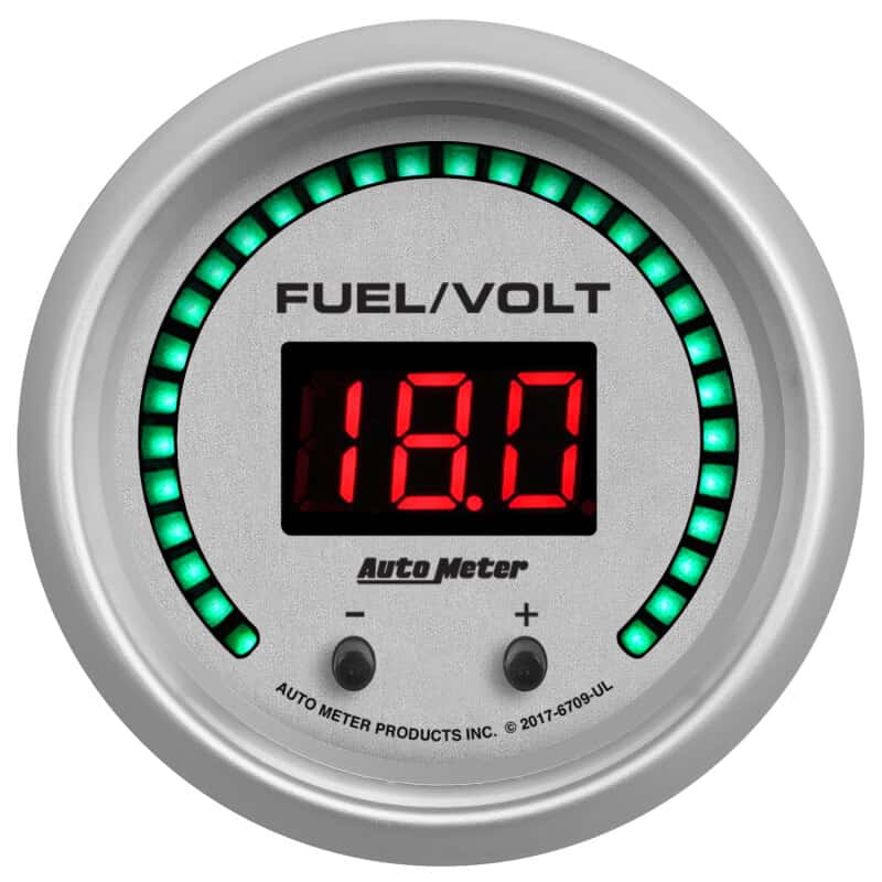 AutoMeter — Autometer 52.4mm Silver Switchable 0-100 Fuel Level/8-18V Voltmeter Ultra-Lite Elite Digital Gauge - view 3