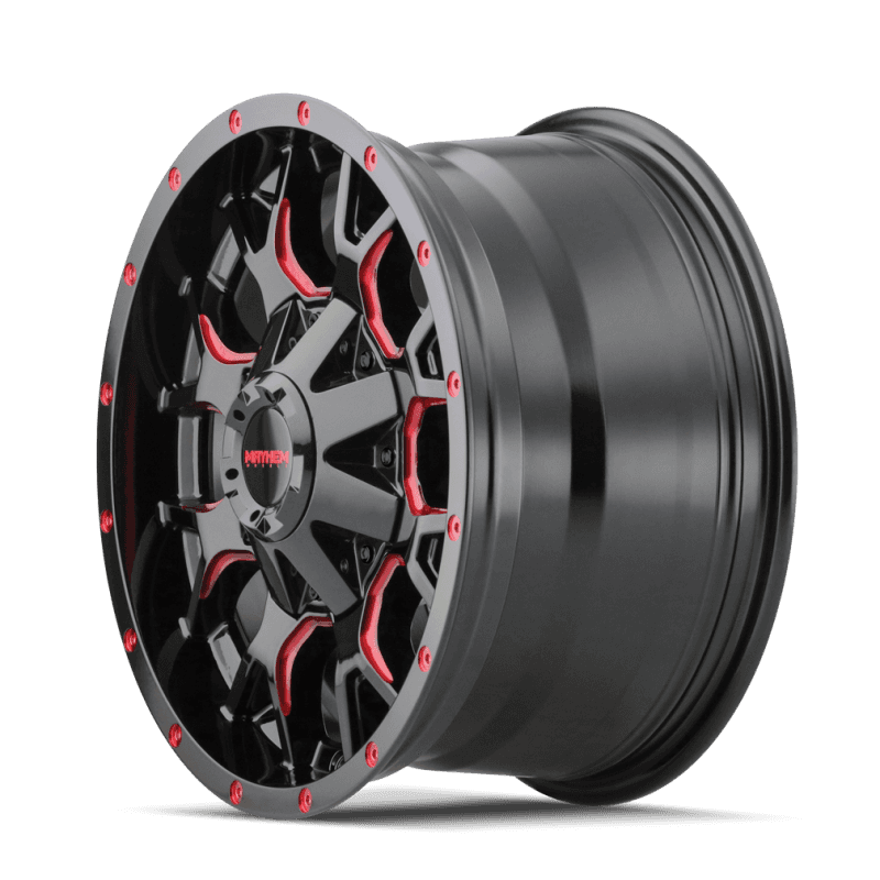 Mayhem — Mayhem 8015 Warrior 17x9 / 6x135 BP / 18mm Offset / 106mm Hub Black w/ Prism Red Wheel - view 2
