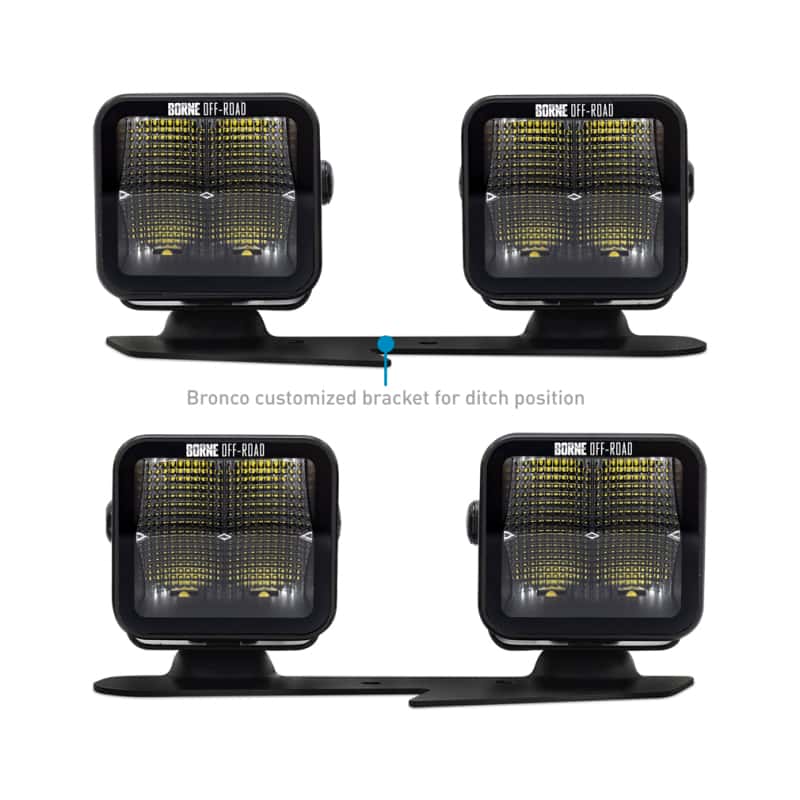 Borne Off-Road — Borne Off-Road 21+ Bronco Light Pods 4pc Ditch 3x3 Flood - view 10