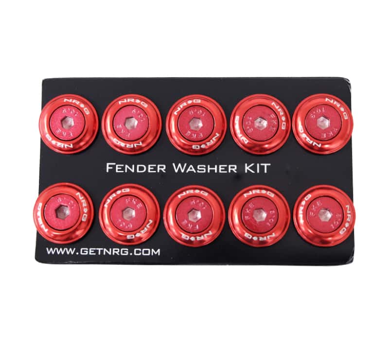 NRG — NRG Fender Washer Kit w/Color Matched M6 Bolt Rivets For Plastic (Red) - Set of 10 - view 3
