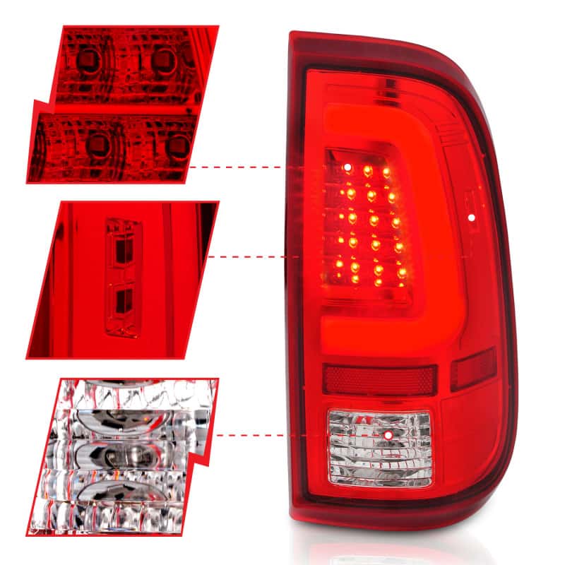 ANZO — ANZO 2008-2016 Ford F-250 LED Taillights Chrome Housing Red/Clear Lens (Pair) - view 9