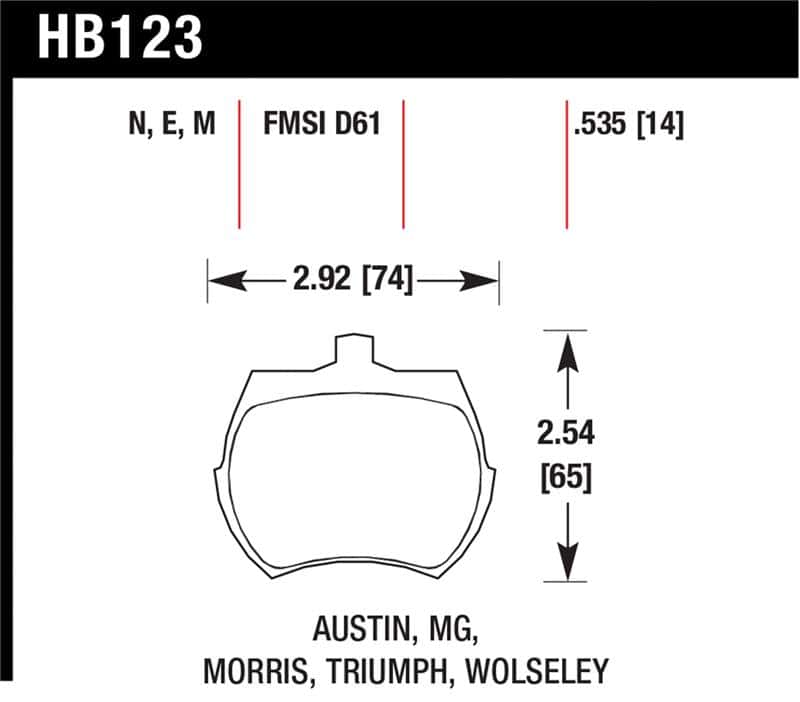 Hawk Performance — Hawk 66-79 MG Midget / 75-80 Triumph TR7 Black Front Race Brake Pads
Disc Brake Pad - view 1