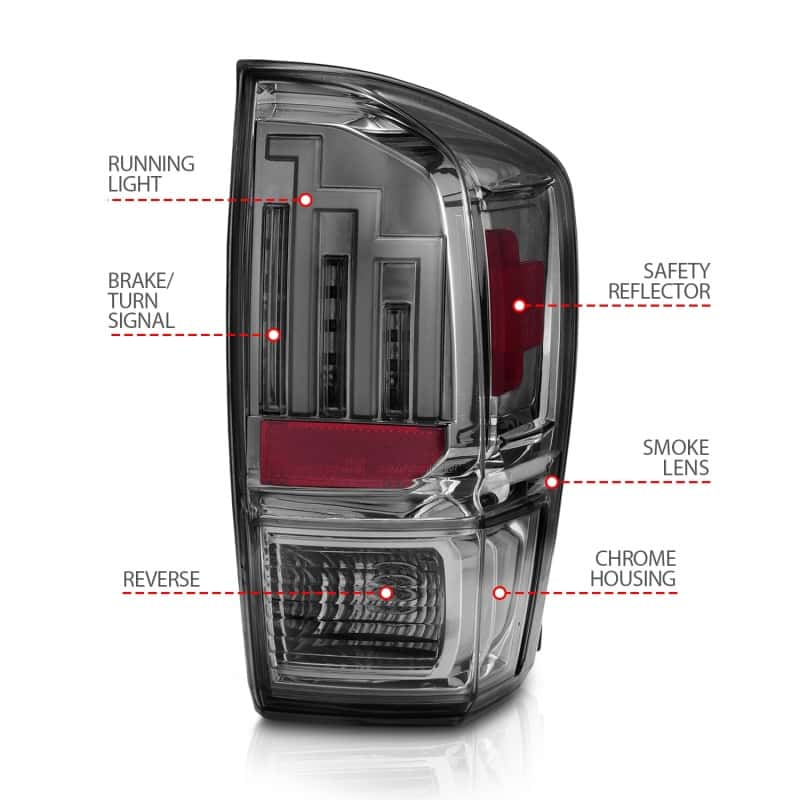ANZO — ANZO 2016-2017 Toyota Tacoma LED Taillights Smoke
TailLightSet - view 5
