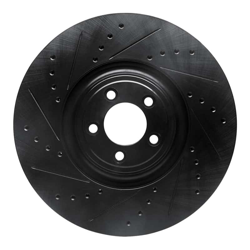 R1 Concepts — R1 10-24 Jaguar XF Front Left Drilled & Slotted Black Brake Rotor
R1 Brake Rotor Drill - view 1