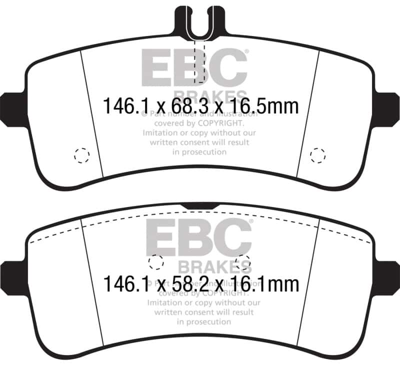 EBC — EBC 2015+ Mercedes-Benz C63 S AMG (W205) 4.0L Twin Turbo Redstuff Rear Brake Pads
Disc Brake Pad - view 1