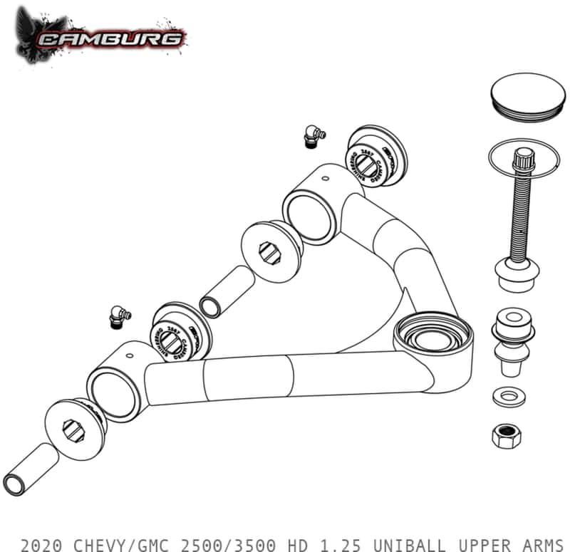 Camburg — Camburg Chevy/GMC 2500/3500 HD 2WD/4WD 20-23 1.25in Performance Uniball Upper Arms (w/ covers)
Control Arm Kit - view 3