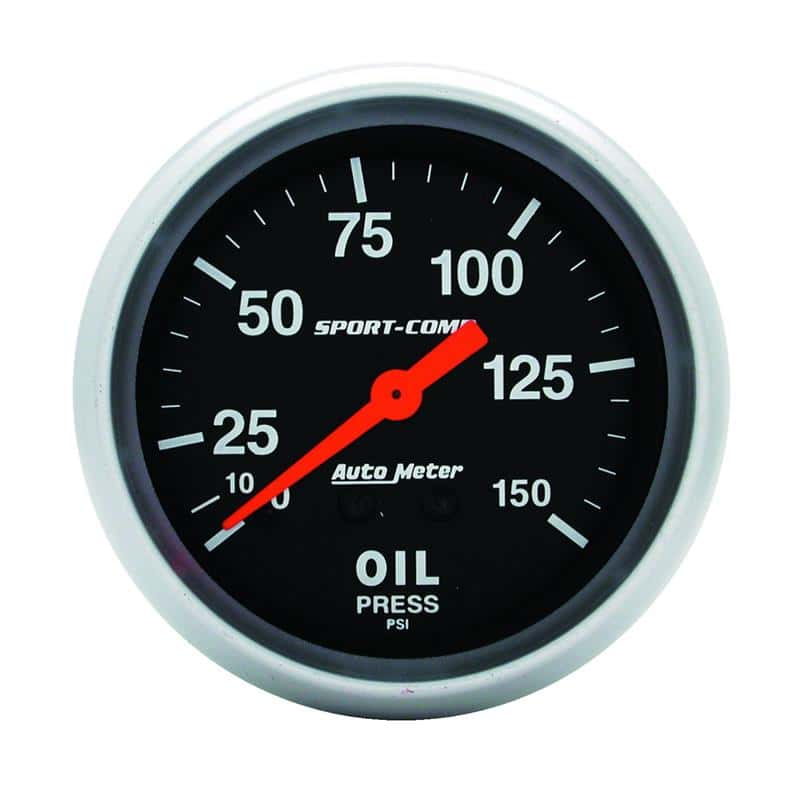 AutoMeter — AutoMeter Gauge Oil Pressure 2-5/8in. 150PSI Mechanical Sport-Comp
2-5/8" OIL PRESS, 0- - view 2