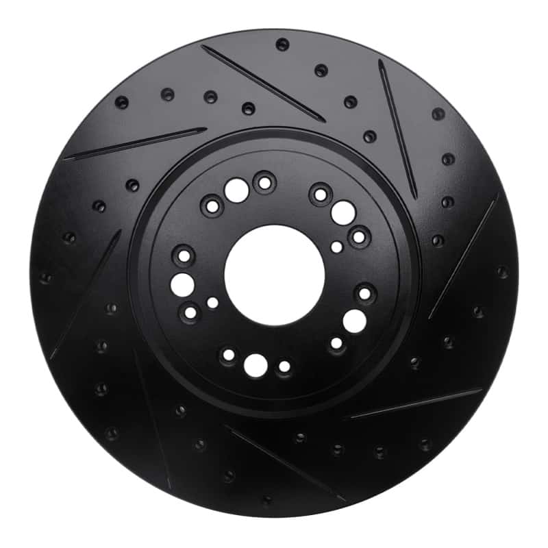 R1 Concepts — R1 95-00 Lexus LS400 Front Right Drilled & Slotted Black Brake Rotor
R1 Brake Rotor Drill - view 1
