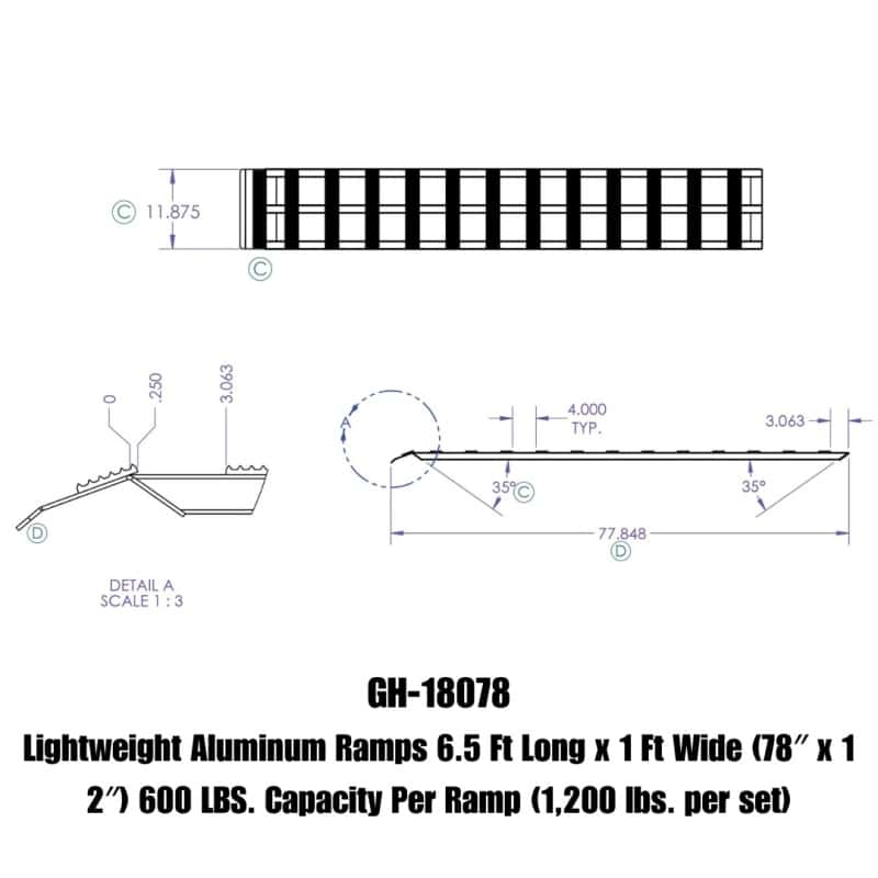 GEN-Y Hitch — Gen-Y Lightweight 6.5ft Aluminum Loading Ramps 12in x 78in 600lb Capacity Per Ramp - Pair
Aluminum Ramp - view 5