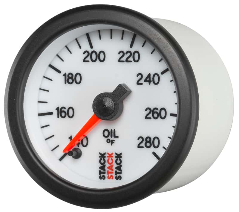 AutoMeter — Autometer Stack 52mm 140-280 Deg F 1/8in NPTF Male Pro Stepper Motor Oil Temp Gauge - White
Ga OT ProStpr W 280F - view 2