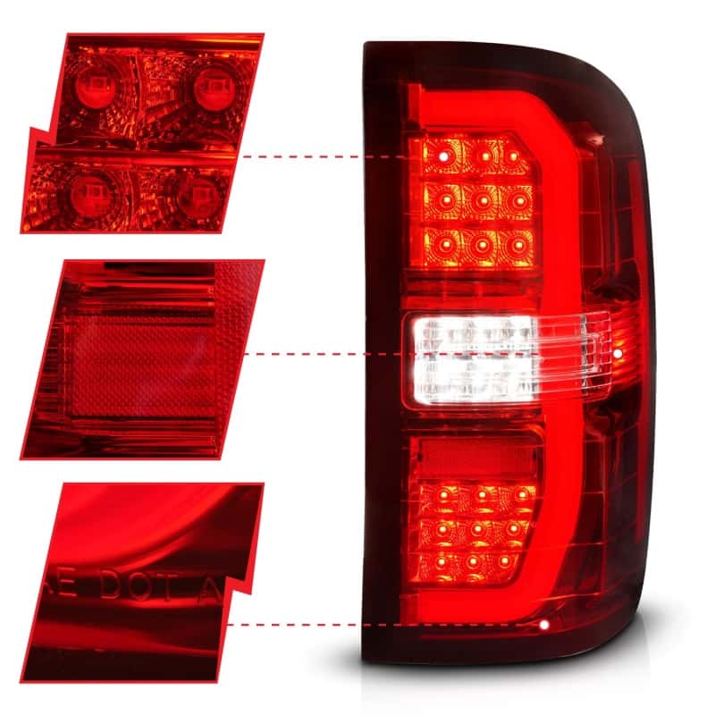 ANZO — ANZO 14-18 GMC Sierra 1500 LED Taillights Red/Clear
Tail Light Set - view 4