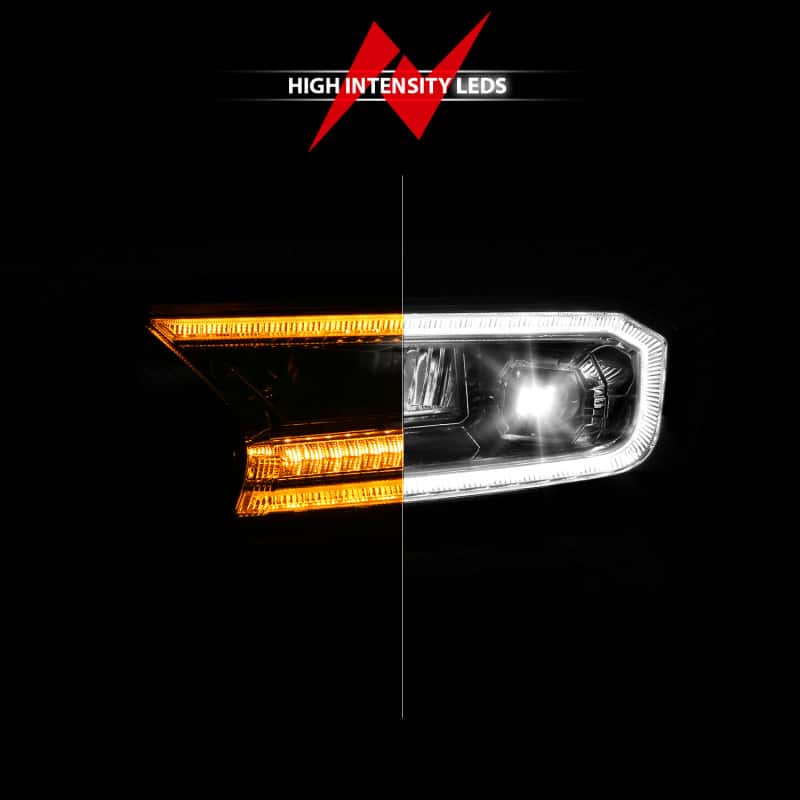 ANZO — ANZO 19-23 Ford Ranger (Factory Halogen Models) Full LED Proj Headlights DRL/SeqSig Chrome - Pair - view 5